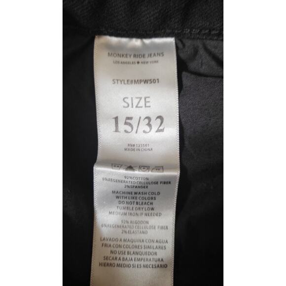 Monkey Ride Jeans Size Juniors Size 15/32 Ankle Straight Mid Rise Black Denim - Picture 11 of 16